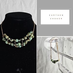 Earthen Choker Necklace with Green Beads